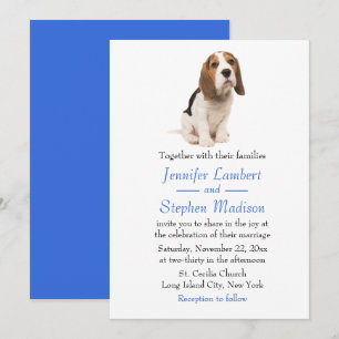 Beagle Puppy Dog Blue Wedding Invitation Kaart