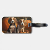 Beagle Puppy Herfst Delight Pompoen Bagagelabel (Achterkant horizontaal)