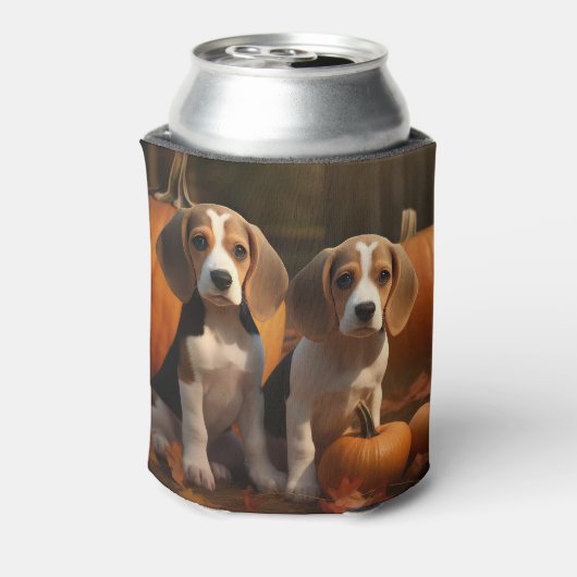 Beagle Puppy Herfst Delight Pompoen Blikjeskoeler (Blikje Achterkant)