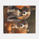 Beagle Puppy Herfst Delight Pompoen Fleece Deken (Voorkant (Horizontaal))
