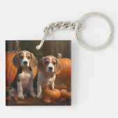Beagle Puppy Herfst Delight Pompoen Sleutelhanger (Achterkant)