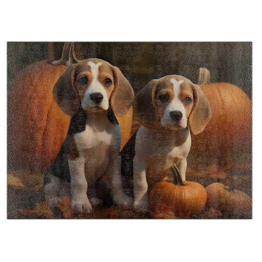 Beagle Puppy Herfst Delight Pompoen Snijplank (Voorkant)