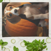 Beagle Puppy Herfst Delight Pompoen Theedoek (Gevouwen)