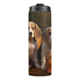 Beagle Puppy Herfst Plezier Pompoen Thermosbeker