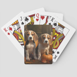Beagle Puppy Herfstpracht Pompoen  Pokerkaarten