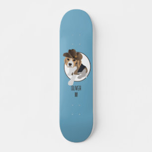 BEAGLE PUPPY HONDENLAND PET CARTOON BLAUW NAAM SKATEBOARD