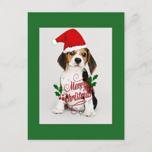 Beagle Puppy in Santa Hat - Vrolijk Kerstfeest Briefkaart