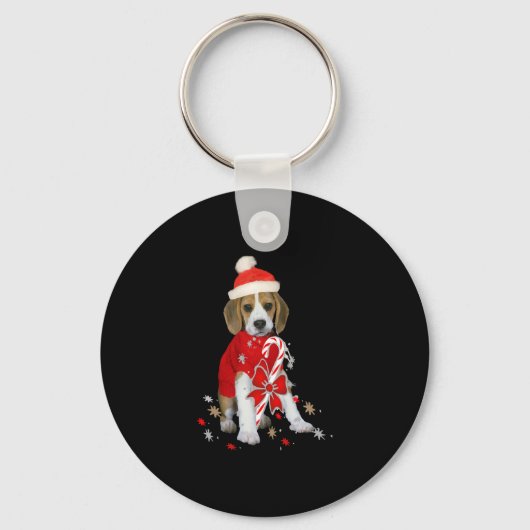 Beagle Puppy Kerstmis Baby Bodysuit Sleutelhanger (Voorkant)