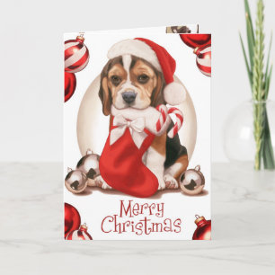 Beagle Puppy Kerstmis Feestdagen Kaart