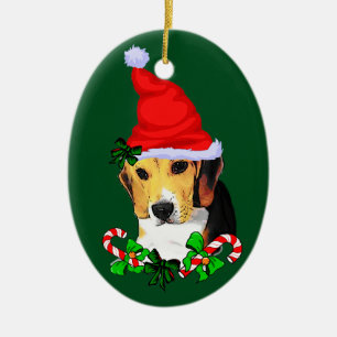 Beagle Puppy Kerstmis Keramisch Ornament