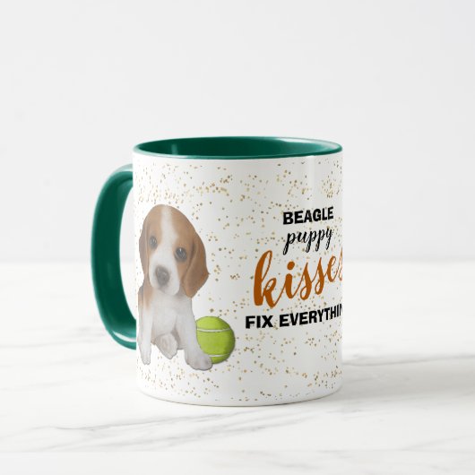 Beagle Puppy Kisses Fix Alles Mok (Voorkant links)