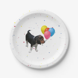Beagle Puppy met Balloons-Borden Papieren Bordje