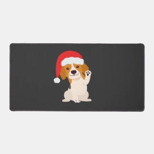 Beagle puppy met kerstmuts voor hondenliefhebbers bureaumat