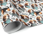 Beagle Puppy Naadloos Cadeaupapier (Rol Hoek)