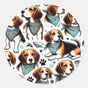 Beagle Puppy Naadloos Ronde Sticker