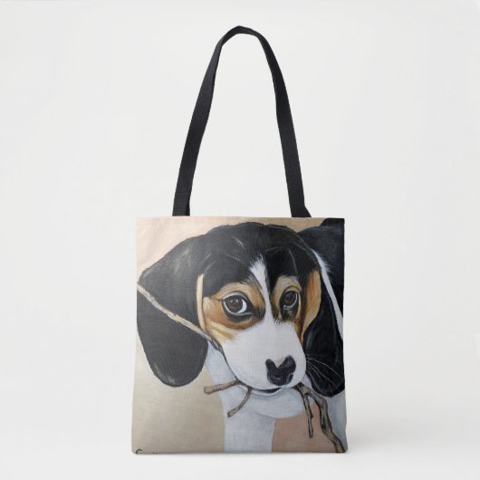 Beagle Puppy Painting Tote Bag (Voorkant)