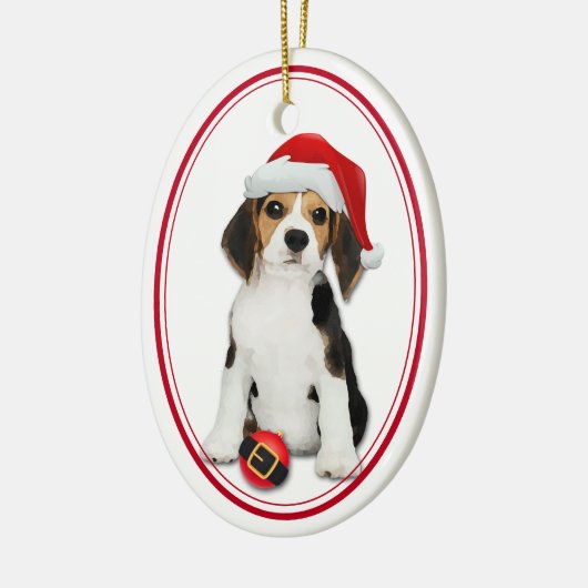 Beagle Puppy Santa Bulb Kerstmis Keramisch Ornament (Links)