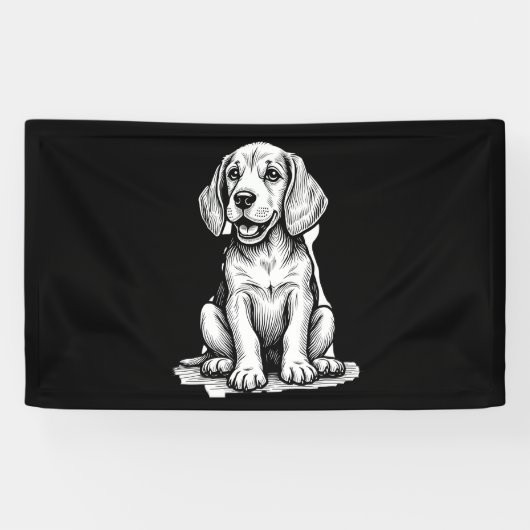 Beagle puppy schattig, familie Dierenvriend Tank T Spandoek (Horizontaal)
