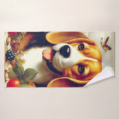 Beagle Puppy Schilderij Badhanddoek (Badhanddoek)