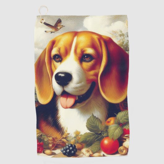  Beagle Puppy Schilderij Golfhanddoek (Voorkant)
