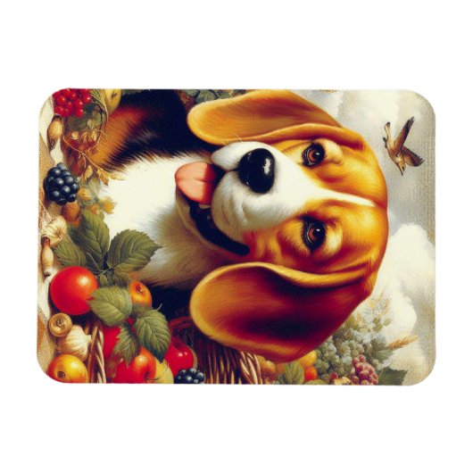 Beagle Puppy Schilderij Magneet (Horizontaal)