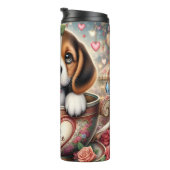 Beagle Puppy Teacup Be Mine Wrap Thermosbeker (Geroteerd rechts)