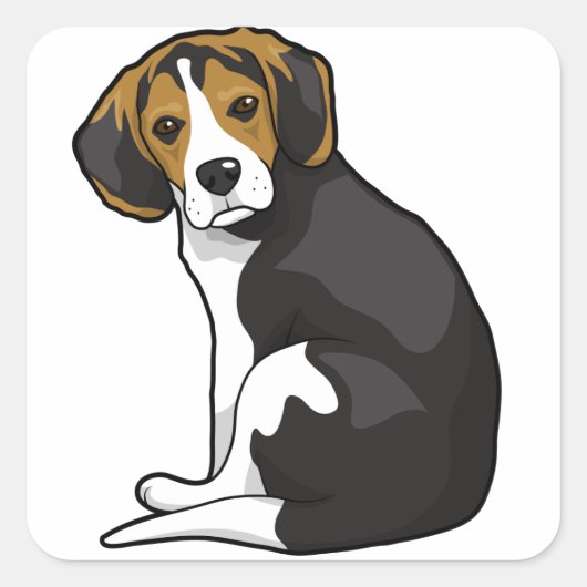 Beagle Puppy Vierkante Sticker (Voorkant)