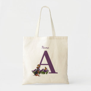Beagle Puppy Vlinders Monogram Eerste Letter A Naa Tote Bag