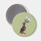 Beagle Puppy White Rose Animal Magnet Magneet (Voorkant / Achterkant)
