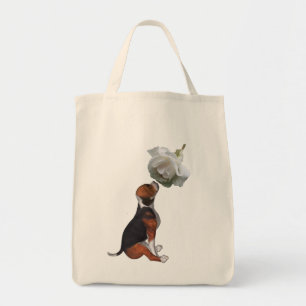 Beagle Puppy White Rose Canvas tas