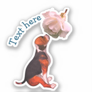 Beagle Puppy White Rose Cute Dog Persoonlijk Sticker