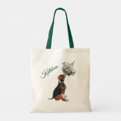 Beagle Puppy Witte Roos Gepersonaliseerd Tote Bag (Achterkant)