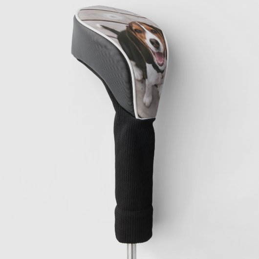 Beagle_puppy zittende golfheadcover (Schuin)
