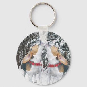 Beagle Pups Howling in de Bossen Sleutelhanger