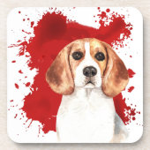 Beagle Red Abstract Splatter Bier Onderzetter (Voorkant)