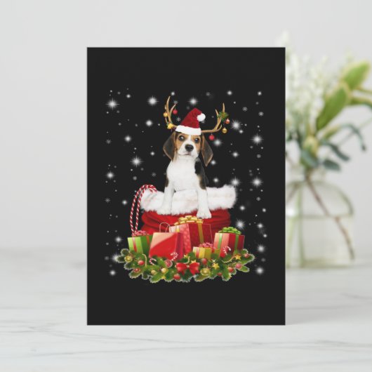 Beagle Reindeer Prestige kerstcadeau Bedankkaart (Staand voorkant)