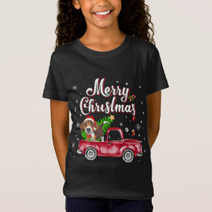 Beagle Retriever Rides Red Truck Kerstmis Pajama T-shirt