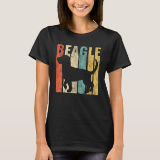 Beagle Retro 1970s Hond Silhouet Cracked Distress T-shirt