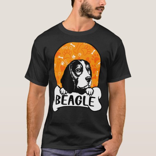 Beagle Retro Silhouet Schattige Hond T-shirt (Voorkant)