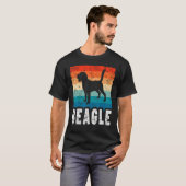 Beagle Retro Stripes Vintage Silhouette Dog T-shirt (Voorkant volledig)