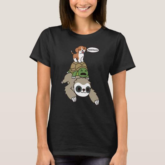 Beagle Riding Sloth Tortoise Dog T-shirt (Voorkant)