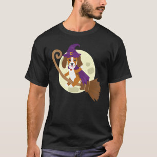 Beagle Riding Witch Broom Cute Dog Animal Halowee T-shirt