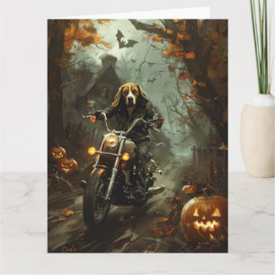 Beagle rijden motorfiets Halloween eng Kaart