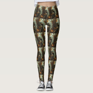 Beagle Rijdend op Motorfiets Halloween Griezelfees Leggings