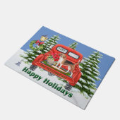 Beagle rode  vrachtwagen familienaam deurmat (Schuin)