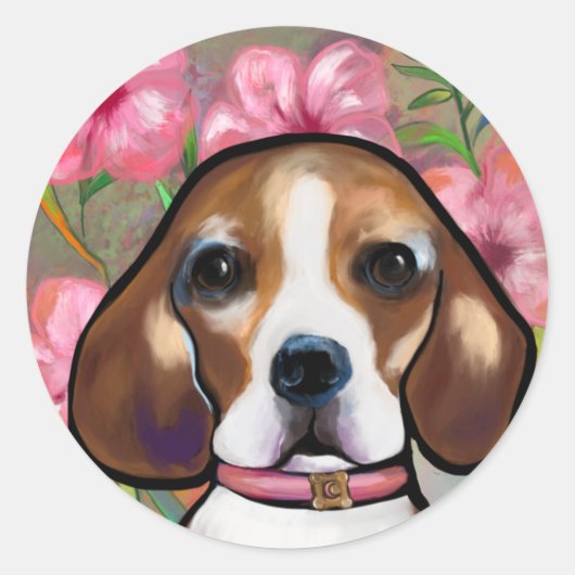 Beagle ronde sticker (Voorkant)
