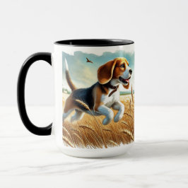 Beagle Running Thru Field Coffee Mok Cup