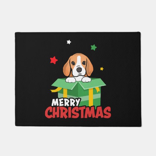 Beagle Santa Hondenliefhebbers Vrolijk kerstfeest Deurmat (Voorkant)