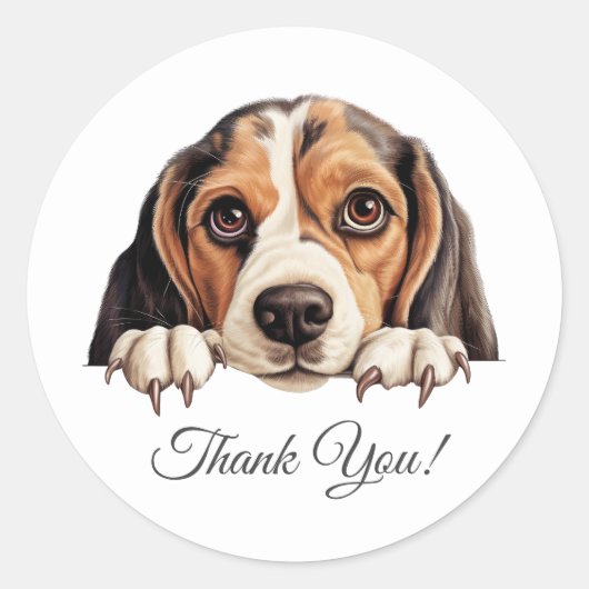 Beagle Schattigee hond Dank u Ronde Sticker (Voorkant)