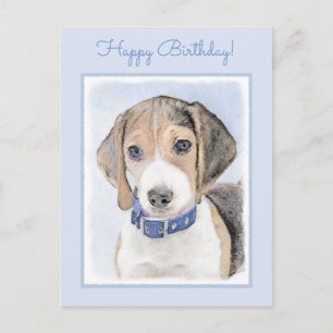 Beagle schilderen - Kute Original Dog Art Briefkaart